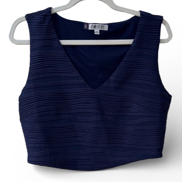 Jennifer Lopez Tops - Jennifer Lopez Navy Textured Crop Top
